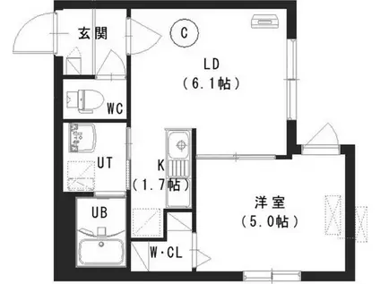ルチアーノ発寒南(1LDK/4階)の間取り写真