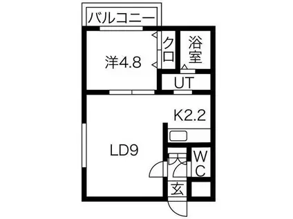 札幌市東西線 発寒南駅 徒歩5分 4階建 築10年(1LDK/4階)の間取り写真