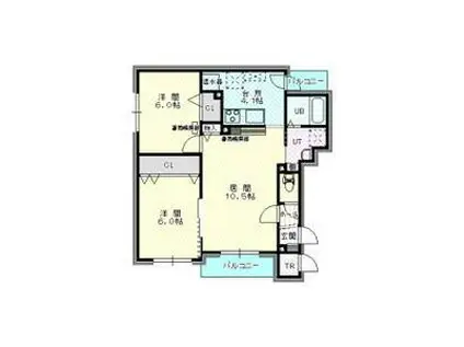 メゾンエスポワール(2LDK/4階)の間取り写真