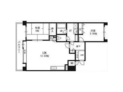 函館本線 発寒駅 徒歩10分 8階建 築26年(2LDK/1階)の間取り写真