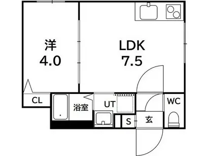 札幌市東西線 発寒南駅 徒歩6分 4階建 築1年(1LDK/4階)の間取り写真