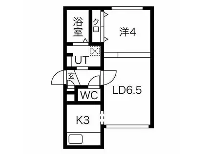 函館本線 手稲駅 徒歩5分 4階建 築6年(1LDK/3階)の間取り写真