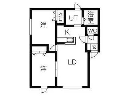 ソレアード二十四軒(2LDK/2階)の間取り写真