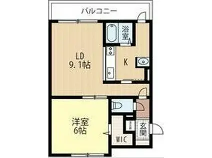 札幌市東西線 琴似駅(札幌市営) 徒歩7分 4階建 築28年(1LDK/2階)の間取り写真