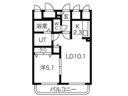 札幌市東西線 宮の沢駅 徒歩19分 4階建 築17年(1LDK/3階)の間取り写真