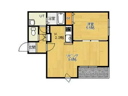 札幌市東西線 発寒南駅 徒歩7分 4階建 築21年(1LDK/2階)の間取り写真