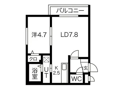 札幌市東西線 宮の沢駅 徒歩5分 4階建 築10年(1LDK/3階)の間取り写真