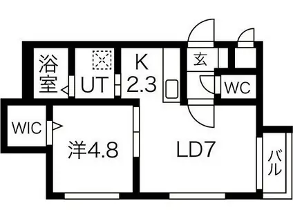 札幌市東西線 二十四軒駅 徒歩7分 4階建 築10年(1LDK/3階)の間取り写真