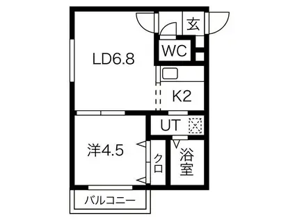 札幌市東西線 二十四軒駅 徒歩4分 4階建 築11年(1LDK/2階)の間取り写真