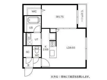 札幌市東西線 発寒南駅 徒歩22分 4階建 築11年(1LDK/4階)の間取り写真