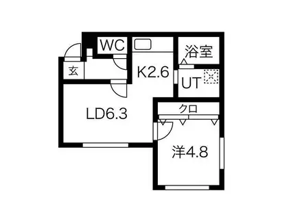 ル・ファール琴似(1LDK/1階)の間取り写真