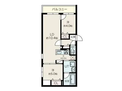 プエンテ発寒Eフラット導入 プロパンガスだけど都市ガス同等(2LDK/2階)の間取り写真