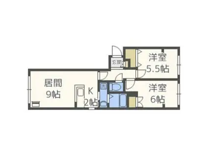 ノインフォーゲル(2LDK/3階)の間取り写真