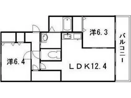 アメニティ発寒(2LDK/4階)の間取り写真