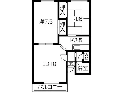 CASA JURLIQUE(2LDK/2階)の間取り写真