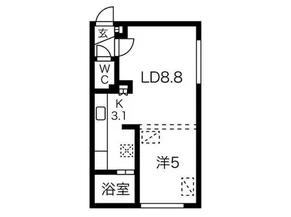 ルナクレシエンテ琴似(1LDK/3階)の間取り写真