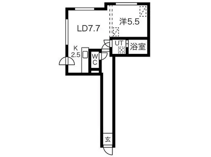 ルナクレシエンテ琴似(1LDK/4階)の間取り写真