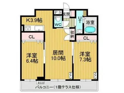 函館本線 発寒中央駅 徒歩13分 5階建 築8年(3LDK/2階)の間取り写真