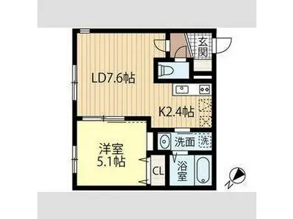 KOTO-琴-(1LDK/4階)の間取り写真