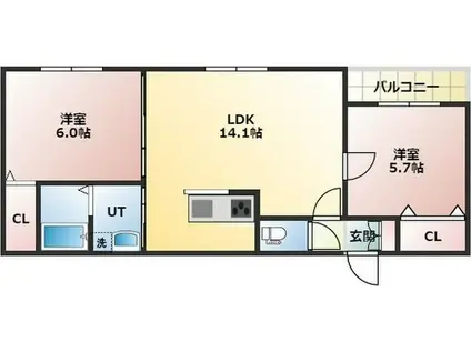 ベルフォレII(2LDK/3階)の間取り写真