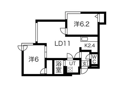 ラ・ヴィクトワール琴似(2LDK/3階)の間取り写真