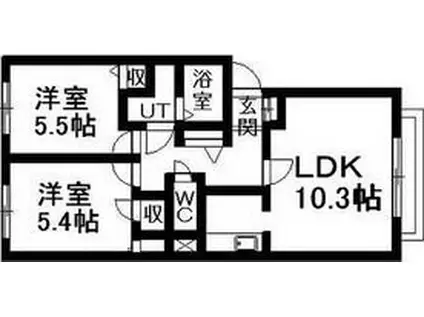 ディアス山の手311B(2LDK/1階)の間取り写真