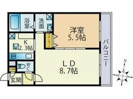 BILLS 桔梗KIKYO(1LDK/1階)の間取り写真