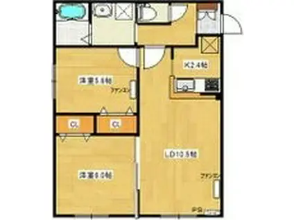 札幌市東西線 琴似駅(札幌市営) 徒歩9分 3階建 築9年(2LDK/1階)の間取り写真