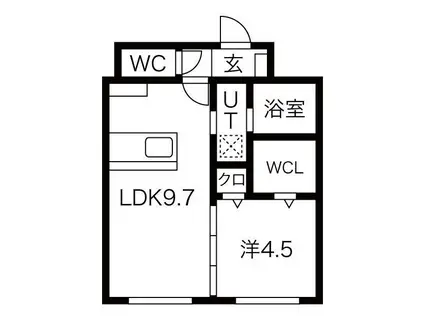 ALEGRIA発寒南 (1LDK/4階)の間取り写真