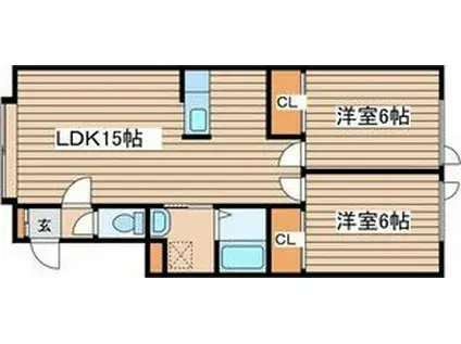 札沼線 新琴似駅 徒歩25分 2階建 築26年(2LDK/2階)の間取り写真