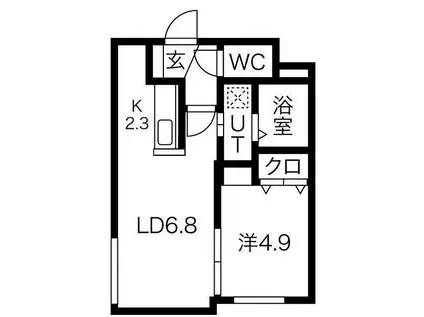 レグルス手稲(1LDK/2階)の間取り写真