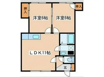 コーポ丸正(2LDK/1階)の間取り写真