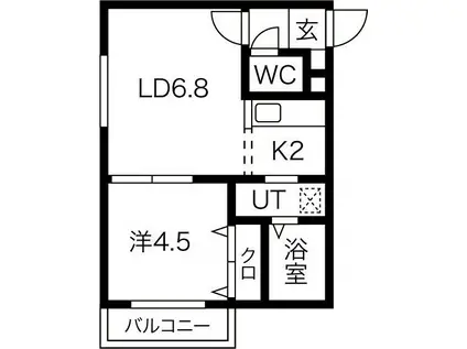 ル・ファール二十四軒II(1LDK/2階)の間取り写真