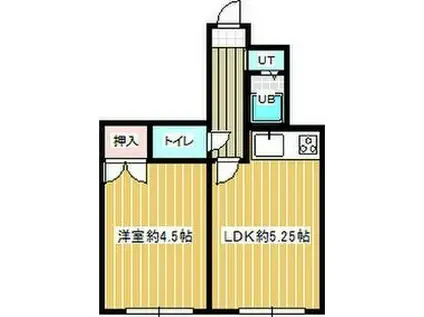 ローズヴィラ新川(1DK/3階)の間取り写真