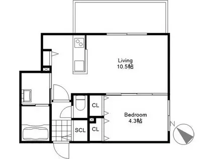 LIISA琴似(1LDK/1階)の間取り写真