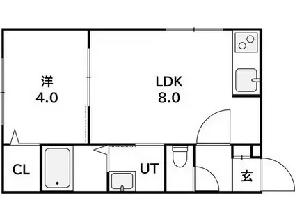 ラフィーネ西町北(1LDK/2階)の間取り写真