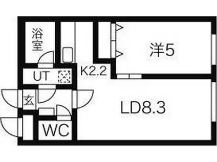 ポーザ琴似(1LDK/1階)の間取り写真