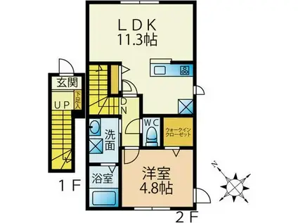 CASA GATO(1LDK/2階)の間取り写真