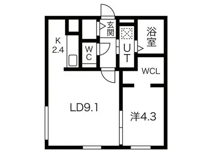 ELM GARDEN Ⅰ(1LDK/4階)の間取り写真