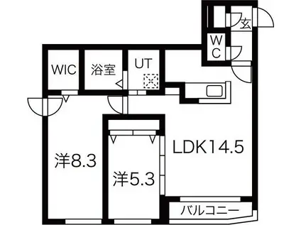 センティール手稲本町(2LDK/2階)の間取り写真