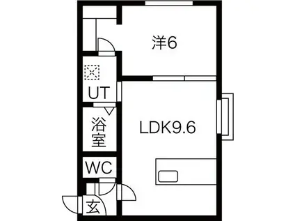 レブニーズ ザ・レジデンス二十四軒 ファースト(1LDK/2階)の間取り写真