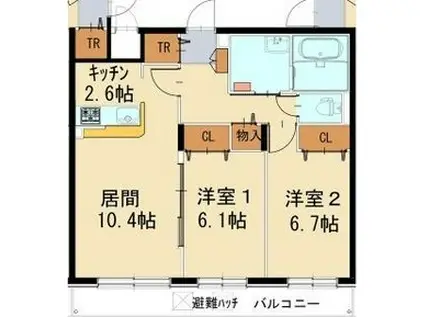 ロワシーヴィラージュ(2LDK/4階)の間取り写真