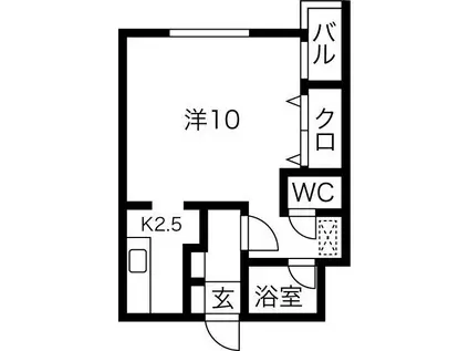 札幌市東西線 琴似駅(札幌市営) 徒歩4分 4階建 築38年(1K/2階)の間取り写真