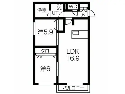 NOERU宮の沢(2LDK/1階)の間取り写真