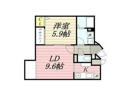 ベルファーレ発寒(1LDK/4階)の間取り写真