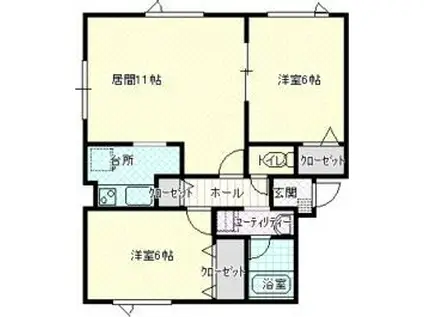 ノベル西宮の沢壱番館(2LDK/2階)の間取り写真