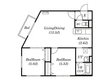 SR発寒(2LDK/3階)の間取り写真