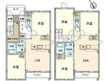 フェリシテⅡ(3LDK/2階)の間取り写真
