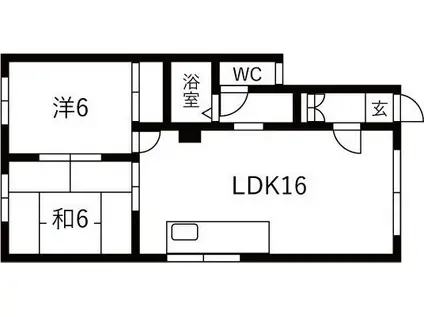 札沼線 八軒駅 徒歩20分 2階建 築38年(2LDK/1階)の間取り写真