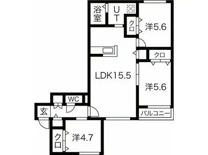RIVIER発寒(3LDK/4階)の間取り写真